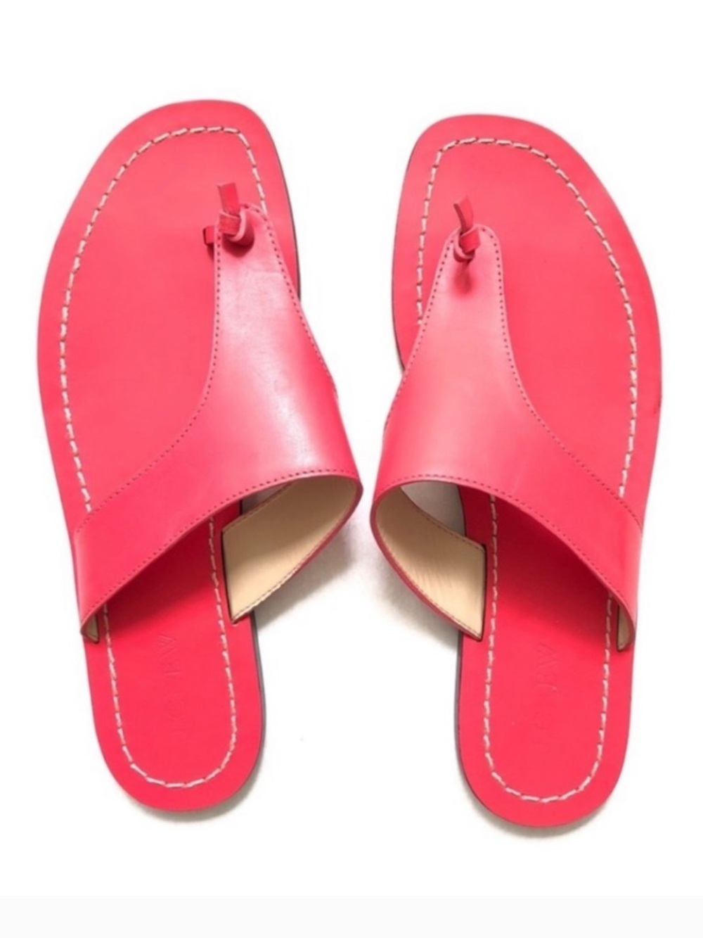 J. Crew | Women’s Red Leather Playa Split Toe Slide Thong Sandals Flats Shoes 8